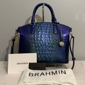 Brahmin Roxbury Satchel Royalty Ombre Melbourne Leather NWT Dust Bag